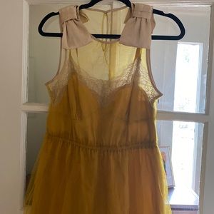 Rodarte for Target goldenrod mini dress with lace detail and overlay